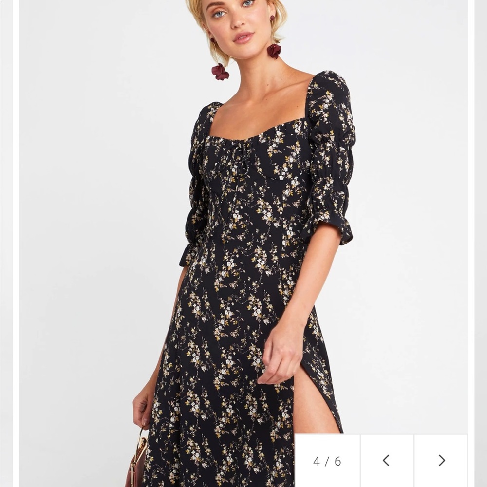 Like reformation, purchased on FEWMODA.  Floral long sleeve dress